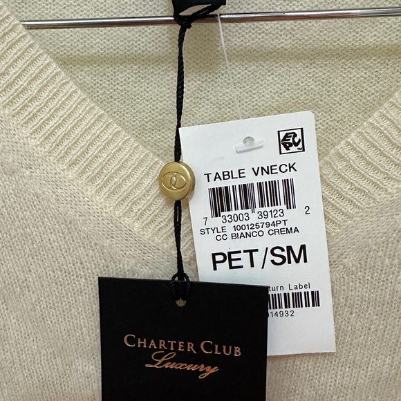 Bundle Charter Club Luxury |NWT Cashmere Sweater & Cobalt Puffer Vest (Size S/M) - Picture 4 of 9